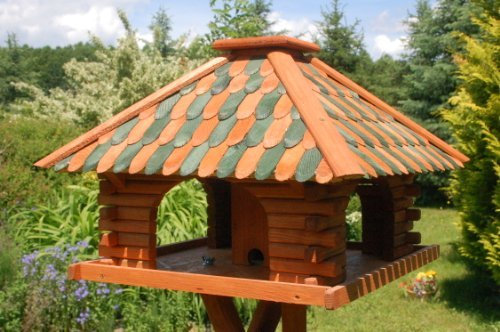 Luxus Vogelhaus Vogelhäuschen super Blickfang mit und ohne Ständer (grün, ohne Ständer)