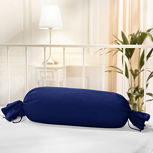 Erwin Müller Nackenrollenbezug Memmingen Interlock-Jersey dunkelblau Größe 40x15 cm Ø - formstabil, faltenfrei, anschmiegsam, mit Bindeband