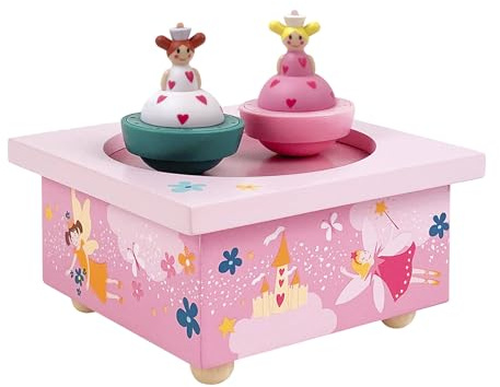 TROUSSELIER - Princess Sisters - Tanzende Spieluhr - für Neugeborene - 2 abnehmbare Figuren - Einfache Bedienung - Beautifull Dreamer Music - Rosa