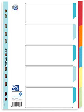 Oxford Karton-Register Strong-Line A4, blanko, 5-teilig, 5 Farbig, 25 Stück
