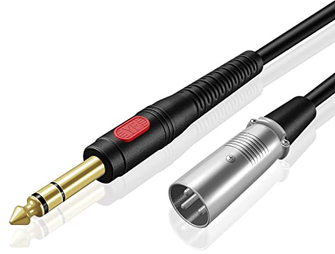 TNP hane XLR till 1/4 tum TRS-kabel (6 fot) – balanserad 6,35 mm kvartal tum till XLR manligt ljud stereo sammankoppling guldpläterad patchkabel för mikrofoner, drivna högtalare, studioljudkonsoler