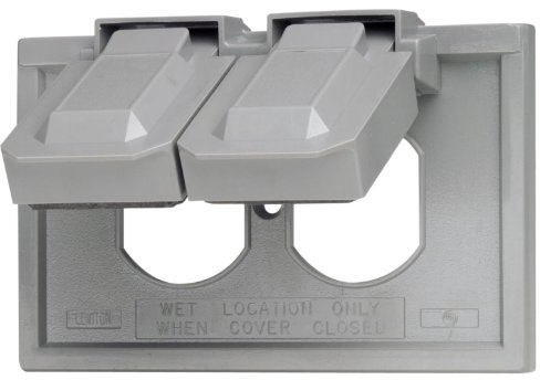 Leviton Weatherproof Cover, 1-Gang for Duplex Receptacles, Gray, Plastic Enclosure, Horizontal Mount, Outdoor Outlet Cover with Self-Closing Lid, 4976-GY, Gray