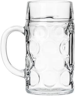 Borgonovo 1104000 Don 2Pinte Bicchieri in Vetro per Birra con Manico, 1 lt