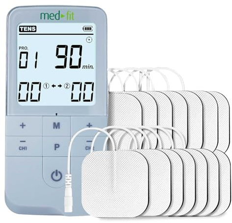 Med-Fit Professional Rechargeable Dual Channel Combined TENS & Muscle Stimulator - for Pain Relief, Muscle Re-Education, Relaxation, and Strengthening - Manual Adjustments & 32 Built-in Programmes