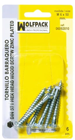 WOLFPACK LINEA PROFESIONAL Tirafondo Barraquero DIN571 8 x 60 mm