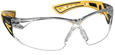bolle SAFETY Rush+ Safety Glasses, Small Yellow & Black Frame, Clear Lenses