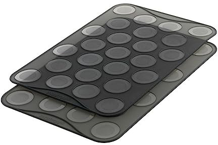 Mastard Macarones Backblech 2er Set - 25 Vertiefungen - ausfüllbarer Rand - geeignet für alle Backöfen - glatte Rückseite für Backen von Baiser, Brandteig, Plätzchen, Keksen, etc.