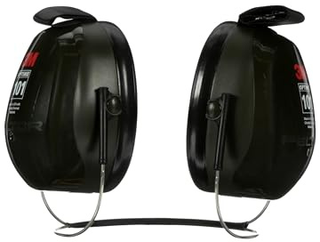 3M PELTOR Hearing Protection Optime 101 Earmuffs, Behind the Head, H7B, 25 dB NRR, Adjustable Earcups, E-A-Rfit Compatible, Stainless Steel, Pack of 1, Black/Red
