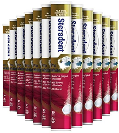 Steradent Pro White Mint Fresh 30 tabletas (paquete de 12)