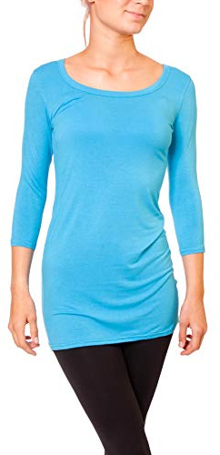 Easy Young Fashion dam basic tröja longshirt halvbarm rund hals uni