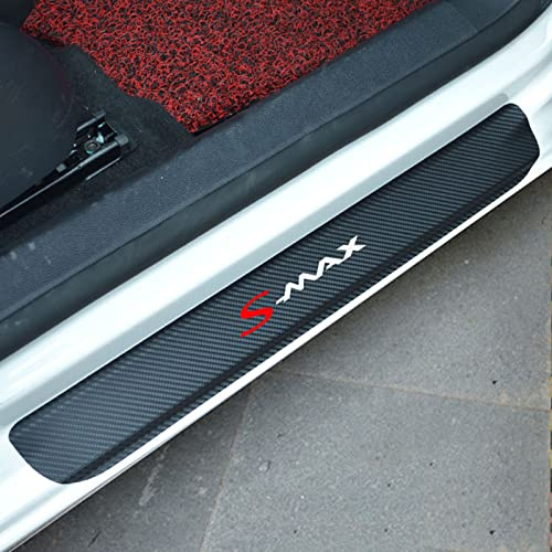 Symilov 4 Piezas Pegatinas Protector de Umbral Puerta de Coche para Fo-rd Fiesta Focus ST-Line C-MAX S-MAX, Accesorios Decoración para Estribos de Coche AntiarañAzos de Fibra Carbono, S~MAX