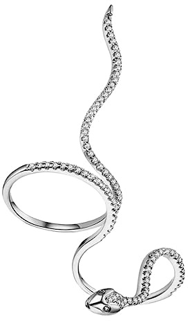 ifundom Anello Serpente da Donna in Lega Strass, Anello Aperto Argento Elegante e Creativo per Festa e Uso Quotidiano, Gioiello Moda Unico e Raffinato