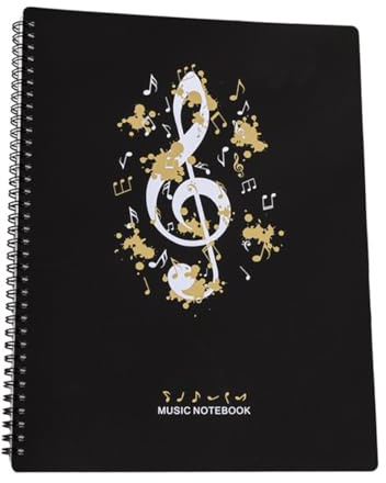 GXGM 1 Artículo Cuaderno Apilable, Portafolios de Música, Carpeta A4 para partituras, con 30 Páginas / 60 Bolsillos, Clave de Sol Escribible Bolsa para Carpetas de Música