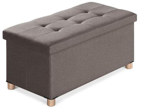BRIAN & DANY Pouf Contenitore, Cassapanca Contenitore Da Interno, Panca Poggiapiedi Pieghevole Per Soggiorno, Camera Da Letto, Camerino, Marrone, 76 X 38 X 38 cm