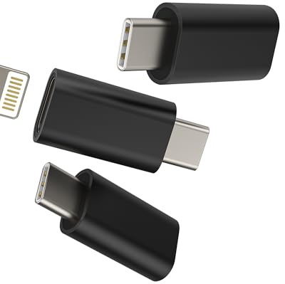 Adaptador Tipo C a Lightning Hembra (3 Pack)USB C Jack Macho Accesorios Cargador Cable Conversor Type-C Adapter Para iPad Air Mini6 Para Apple iPhone15 Pro Max Plus Compatible con Samsung Convertidor