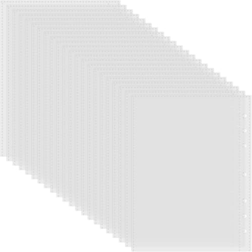 50 Pcs Fundas Plástico A5 Transparente, Portafolios A5 Plastico, Fundas de Plástico Transparente con 6 Agujeros para Carpetas de Anillas, Documentos, Cuadernos, Tarjetas