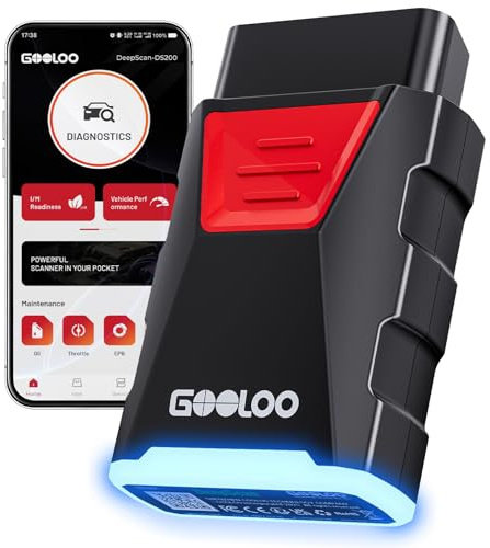 GOOLOO DEEPSCAN DS200 OBD2 Scanner Bluetooth Wireless, Full System Diagnostic, Bi-Directional Control, 8+ Hot Resets, Repair Guides, Code Reader, Live Data & Vehicle Performance Test for iOS & Android