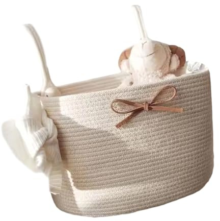 MARCBUSE Amplio organizador colgante para cuna de bebé, cesta de almacenamiento para pañales esenciales, juguetes, portátil, diseño ligero, ahorro de espacio, almacenamiento colgante para cuna