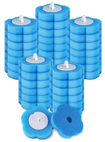 ANOMM 36 Piezas Cabezales Repuesto Desechables para Escobillas Inodoro, Cepillo de Limpieza Profunda, Cabezales Desechables con Solución Limpiadora (Azul)