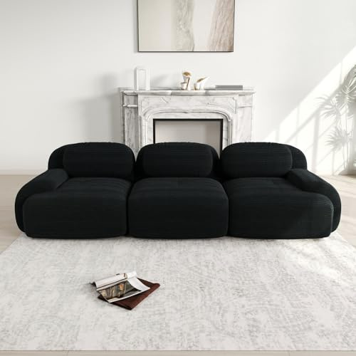 EURHCIO Canapé 3 Places en Velours Côtelé,Canapé Modulable | Accoudoirs Incurvés et Dessou Antidérapant,Rembourrage très élastique,aucun assemblage requis,pour Salon,Chambre