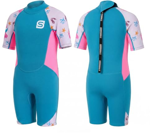 Summshall Combinaison en néoprène pour enfants, 2 mm - Thermique - Shorty - Pour garçons, filles et tout-petits - Flexible et chaud - Protection solaire UPF50+ - Pour la natation, le surf, la plage