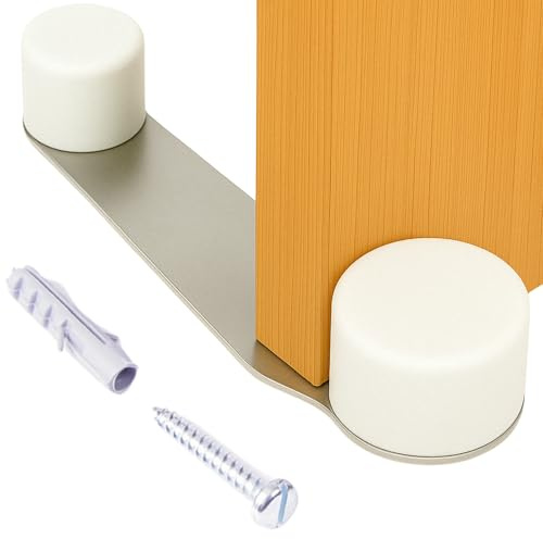 Brinox Tope de Puerta Giratorio con Adhesivo y Tornillo, Acero Inoxidable, Color Blanco, Protección de Paredes y Muebles, 1 Unidad