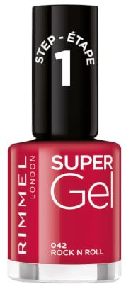 Rimmel Super Gel Nail Polish 042 Rock n Roll | Glossy gel-like manicure,, no base coat or UV lamp, intense colour, 3D shine, up to 14 days chip-resistant wear, wide brush
