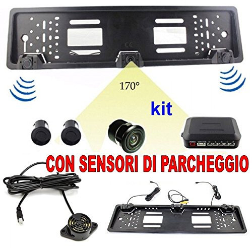 AntDau71 - Soporte de matrícula DVR con cámara trasera y sensores de aparcamiento 170° para coche CW237