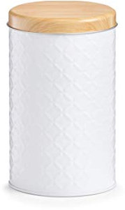 Zeller 19338 Dose Scandi, Metall, weiß, ca. Ø 10,7 x 18 cm, Vorratsdose, Keksdose, Aufbewahrung von Keksen, Süßigkeiten, Kaffeepads