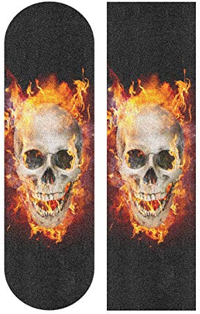 Satanic Skull in Flames Grip antidérapant en papier de verre pour skateboard 22,9 x 83,8 cm