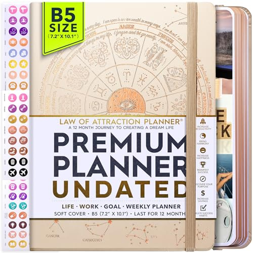 Freedom Mastery - Weekly & Monthly Planner | Gratitude Journal for Woman & Men | Personal Organiser for Productivity & Mental Health | Include Stickers & Foldable Vision Board – B5 (7.2 x 10.1)