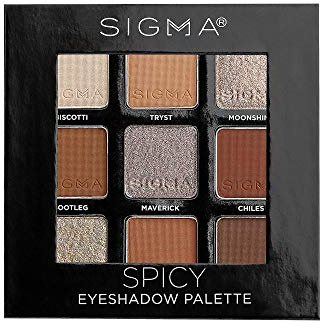 Sigma Beauty On-the-Go Eyeshadow Palette - Spicy - 9 Bold Eyeshadow Shades in Matte, Shimmer and metallic Finishes - Highly Pigmented Vegan Eye Makeup Palette - Clean Beauty Products