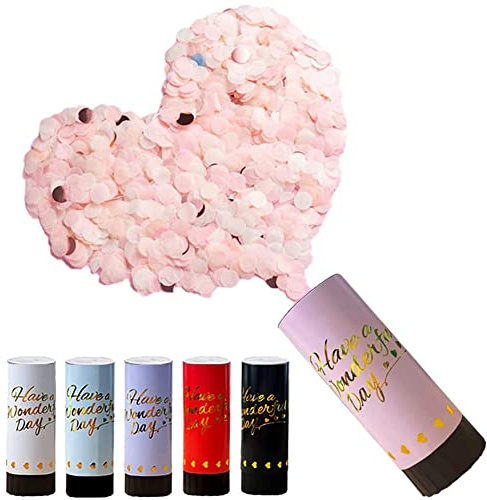 Dearlives 6 Pcs Colored Confetti Cannons, Biodegradable Confetti Wedding Party Poppers 11cm with Twisting Black Turntable to Left for Graduation Bridal Anniversary New Year Celebration Supplies
