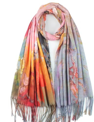 Umjetnost Soft Cashmere Feel Scarf For Women Fashion Art Print Long Warm Scarves Large Shawl Wrap Monet Klimt Van Gogh Painted Gifts (C03)