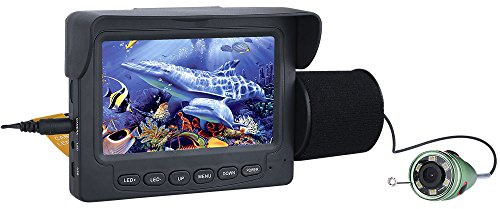 MOUNTAINONE Buscador de Peces con Monitor LCD de 4,3, Cámara de Visión Nocturna LED IR para Pesca, para la Pesca en Hielo, Pesca en mar y Pesca en Barco 15M (15M, G-Verde)