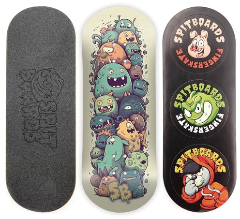Spitboards 34 mm greppbräda däck – äkta trä (i 5 lager) klassisk isglassform – storlek: 34 x 96 mm – optimerat enkelt däck med grafik (äkta) – monsterfest