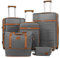 Joyway Kofferset 5tlg von ABS Hartschalen Erweiterbar Trolley Kofferset mit 4 Rollen und TSA-Schloss Der Gepäcksets Enthält 1 Reisetasche und 1 Kulturbeutel Grau