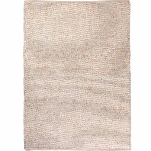 Knutzen Wohnen Mala Wollteppich flach gewebt 60 x 110 cm Natur hell - Teppich Wolle Natur - Handgewebter Schurwollteppich mit angenehmem Lauferlebnis