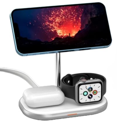 Estación de Carga inalámbrica mag Safe 15W Aluminio airpods iwatch Carga Ultra rápida Smart Phone inalámbrico inducción Soporte teléfono Android iPhone Samsung Google Pixel