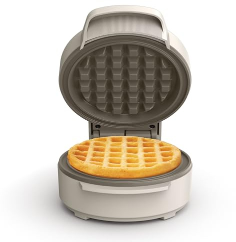 bella Snack-n-Store Mini Waffle Maker, EverGood™ Ceramic Nonstick Coating, Cord Wrap, Ready Indicator Light & Cool Touch Handles, Stackable Design & Customizable Plates, 350 Watt, Oatmilk