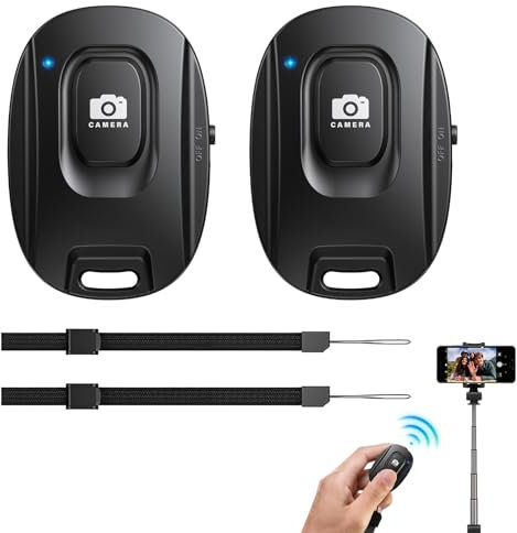LANAFAY 2 Stück Bluetooth 5.2 Fernbedienung für Kamera Auslöser, Handy 10m Bluetooth Selfie Remote Control, Schnelle Verbindung, Keine Verzögerung Kompatibel mit iPhone Samsung (iOS und Android)