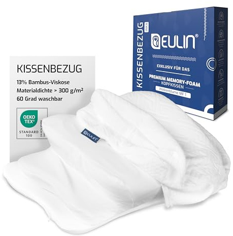 EULIN® Federa per cuscino in memory foam, motivo floreale di nuvola, MF1, ricambio per cuscino cervicale ortopedico, lavabile in lavatrice a 60 °C, rivestimento per chi dorme sul lato e sulla schiena