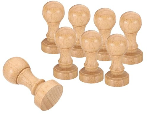 PATIKIL 30mm Stempel Holz Rundgriff, 8er Pack Holzknöpfe Stempelhalter für Stempelherstellung DIY Basteln Scrapbooking, Braun