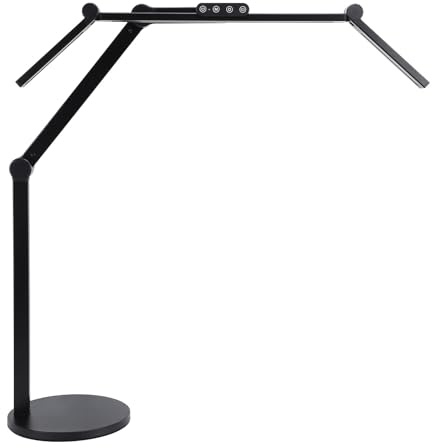 24W 3000K Till 6500K Steglös Dimbar Arkitektbordslampa, Bred Skärm med Flera Skärmar Skrivbordslampa med Svängarm, ögonvårdande LED-bordslampa för Arbetsbänksdator (EU)