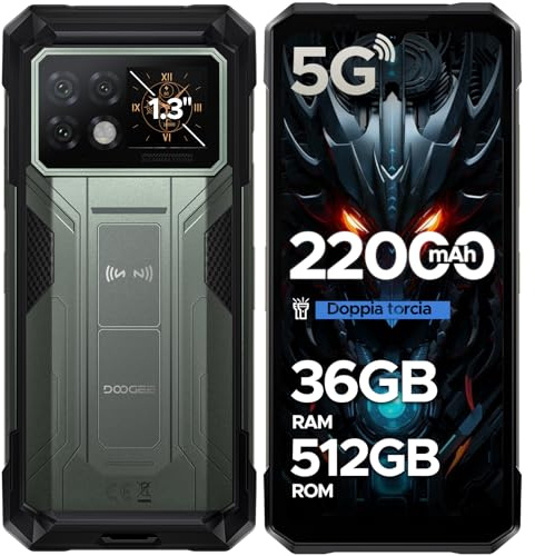 DOOGEE S200 Max 5G Rugged Smartphone Android 15, 1.3 IPS Rear Display, 6.72 120Hz 36GB+512GB/TF 2TB Telefono Indistruttibile, 22000mAh/66W, Dual Light Flashlight, 108MP/Fingerprint/Face ID/OTG/NFC