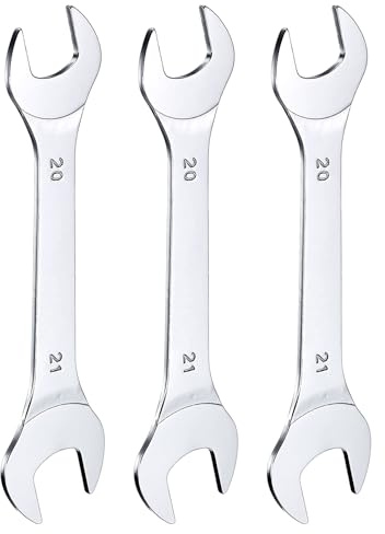 sourcing map 3pcs Double Open End Thin Wrench Set 20×21mm Metric Super Thin Small Flat Head Wrench Mirror Polished Open Ended Spanner for Automotive Repair Furniture Assembly