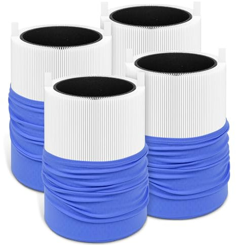 XBWW 411i 411a Max Replacement Filter Compatible with Blue Pure 411i 411a Max Air Cleaner Purifier, 4 HEPA +4 Cloth Cover Pre-Filter
