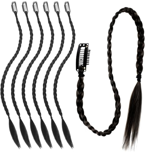 6 Piezas Negro Trenza Postiza 50cm Trenzas Postizas