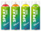 WLX Lot de 4 bombes de peinture fluorescente haute visibilité à séchage rapide pour bois, métal, pierre et verre 400 ml