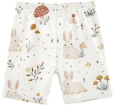 Süße Kaninchen, Pilze, Blumen, Cartwheel Shorts für Mädchen, Fahrrad-Shorts, atmungsaktiv, Unterkleid, Biker-Shorts, Niedliche Kaninchen, Pilze, Blumen, 116